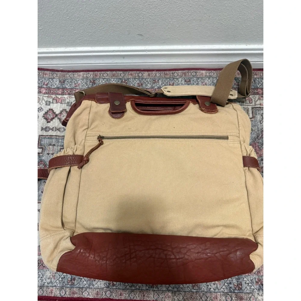 Buffalo Jackson Canvas Brown Leather Messenger Bag Crossbody Field Bag 19x14